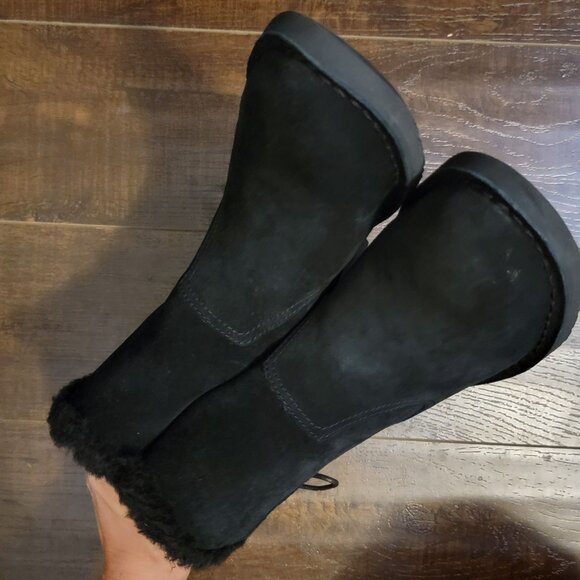 NEW UGG Naiyah Boots Womens 7 Black Suede Wool Shearling Cozy Fur Winter - Picture 4 of 9